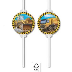 Építkezés Grabber papír szívószál, 4 db-os szett FSC