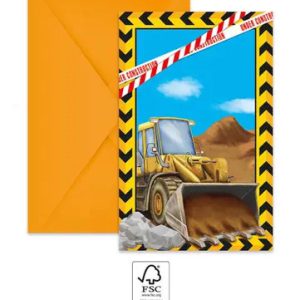 Építkezés Grabber party meghívó 6 db-os FSC