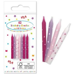 Happy Birthday Pink, Rózsaszín tortagyertya, gyertya szett 12 db-os