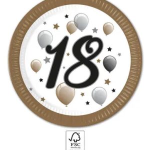 Happy Birthday 18 Milestone papírtányér 8 db-os 23 cm FSC
