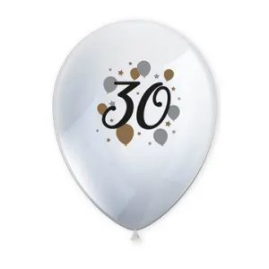 Happy Birthday 30 Milestone léggömb, lufi 6 db-os 11 inch (27,5 cm)