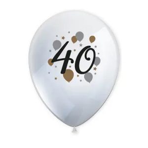 Happy Birthday 40 Milestone léggömb, lufi 6 db-os 11 inch (27,5 cm)
