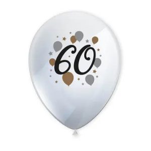 Happy Birthday 60 Milestone léggömb, lufi 6 db-os 11 inch (27,5 cm)