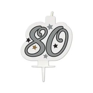 Happy Birthday Silver Milestone tortagyertya, számgyertya 80-as