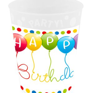 Happy Birthday Streamers micro prémium műanyag pohár 250 ml