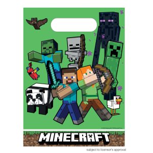 Minecraft Green műanyag ajándéktasak, ajándékzacskó 6 db-os