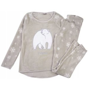 Ushuaia Jegesmedve Grey Fluffy női hosszú pizsama plüss S-XXL