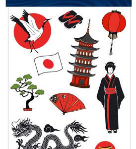 Utazás, Japán matrica szett