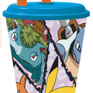Pokémon Battle szívószálas pohár, műanyag 430 ml