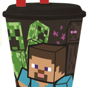 Minecraft Creeper szívószálas pohár, műanyag 430 ml
