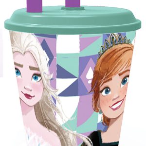 Disney Jégvarázs Ice Magic szívószálas pohár, műanyag 430 ml