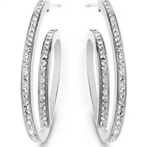 Victoria Ezüst színű fehér köves karika fülbevaló