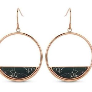 Victoria Rose gold színű fekete mintás fülbevaló