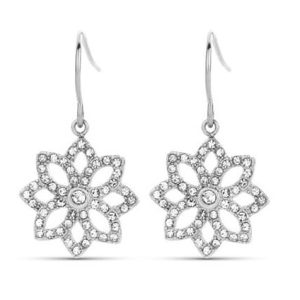 Victoria Ezüst színű fehér köves virág fülbevaló