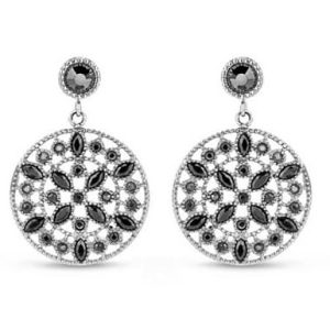 Victoria Ezüst színű fekete köves fülbevaló