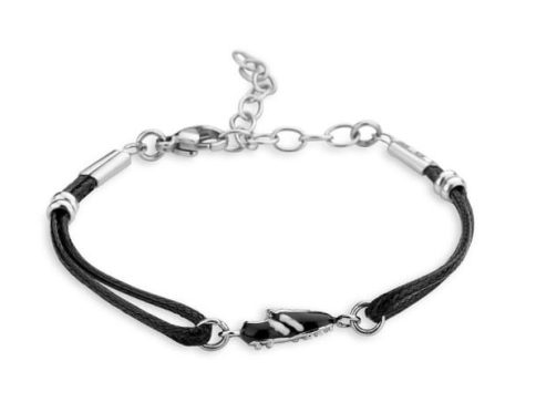 Victoria Ezüst színű fekete focis karkötő