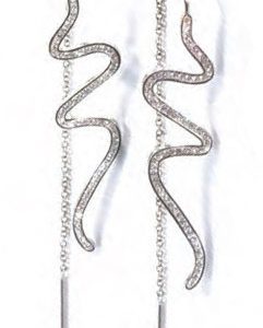 Victoria Ezüst színű fehér köves kígyó fülbevaló