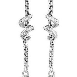 Victoria Ezüst színű fehér köves spirál fülbevaló