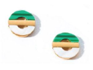 Victoria Arany színű zöld mintás fülbevaló