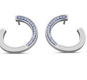 Victoria Ezüst színű kék, fehér mintás fülbevaló