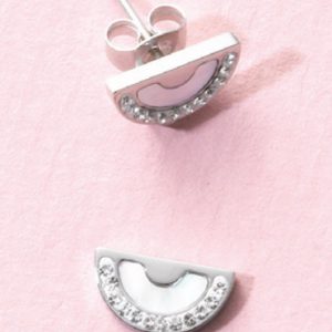 Victoria Ezüst színű fehér köves félkör fülbevaló